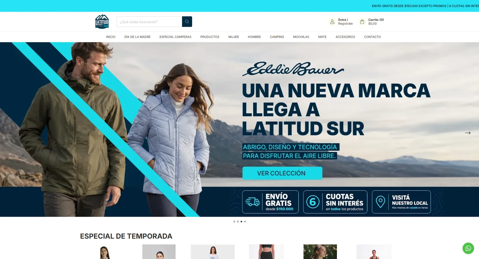 Latitud Sur — captura de la tienda online
