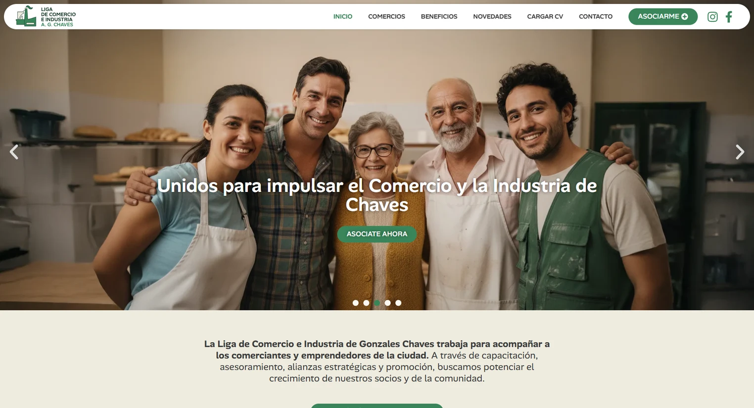 Liga de Comercio — captura del sitio web