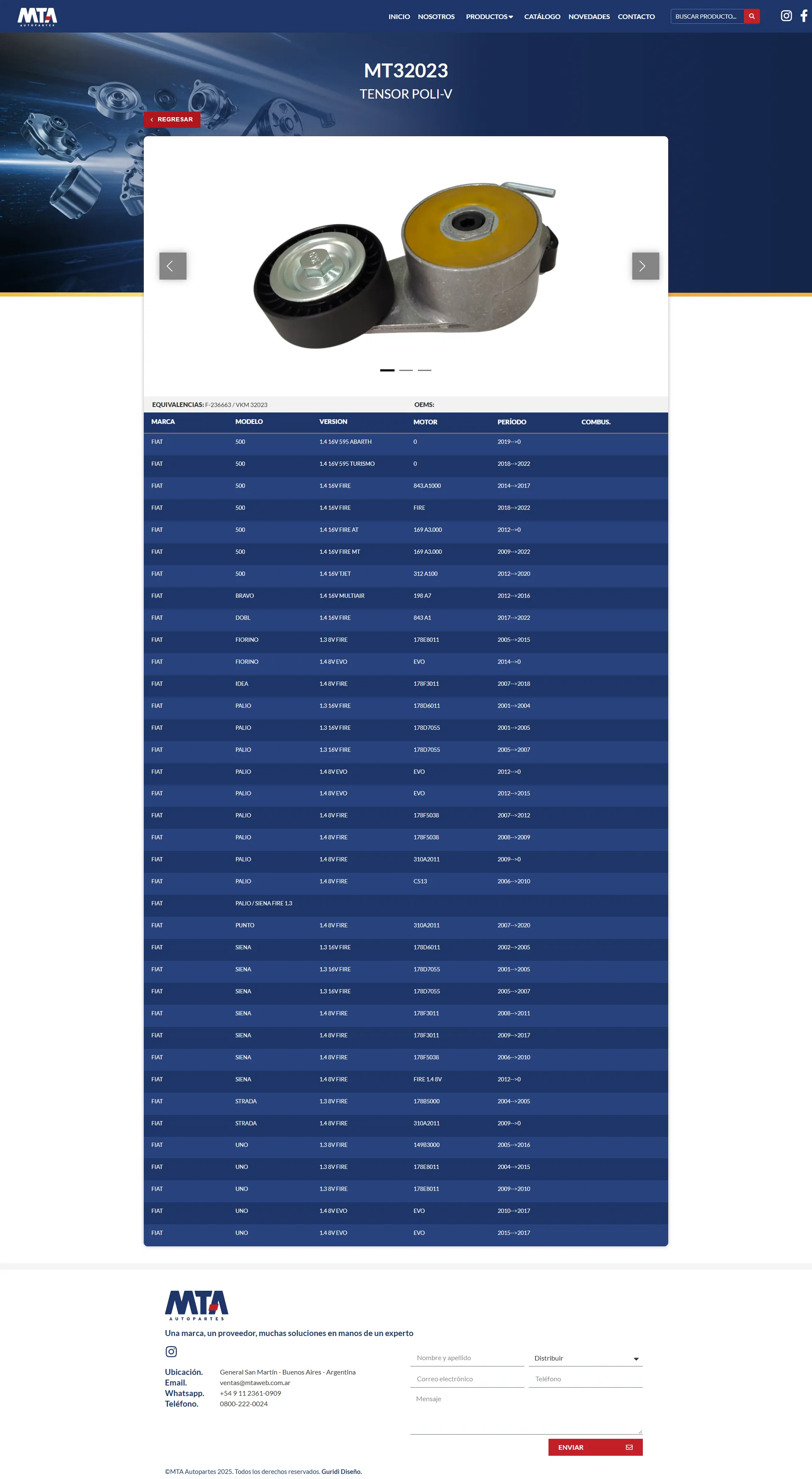 Autopartes MTA — ficha de producto del catálogo digital