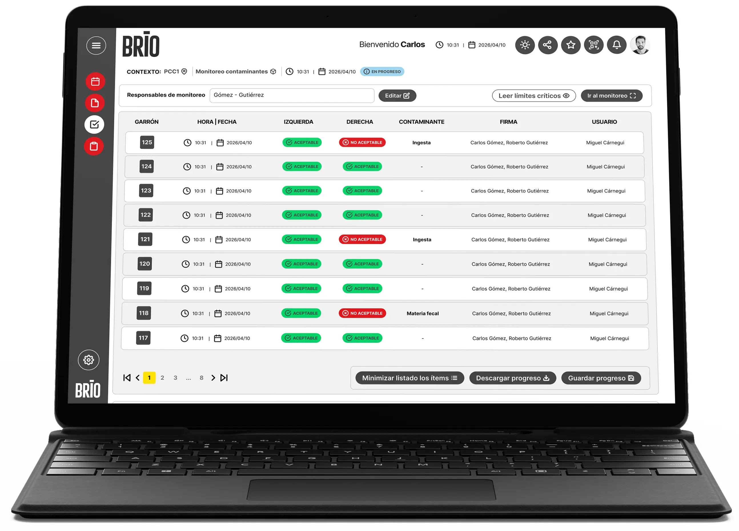 BRIO — vista de interfaz de aplicación diseñada en Figma