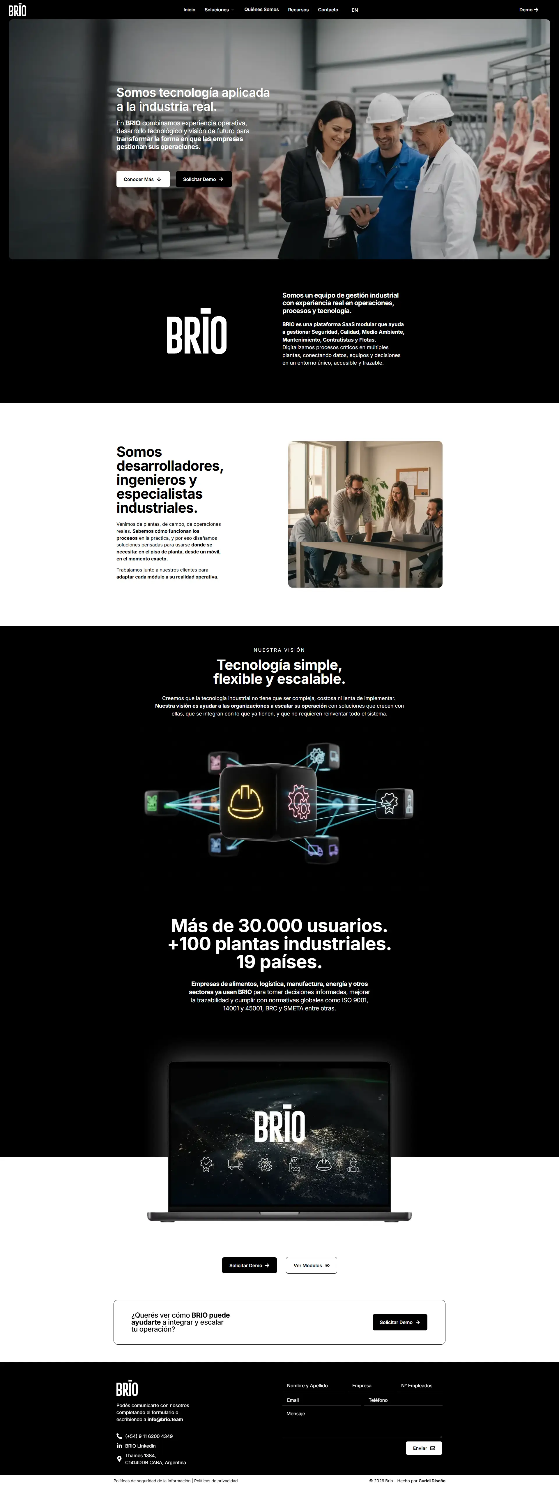 BRIO — página informativa del sitio web