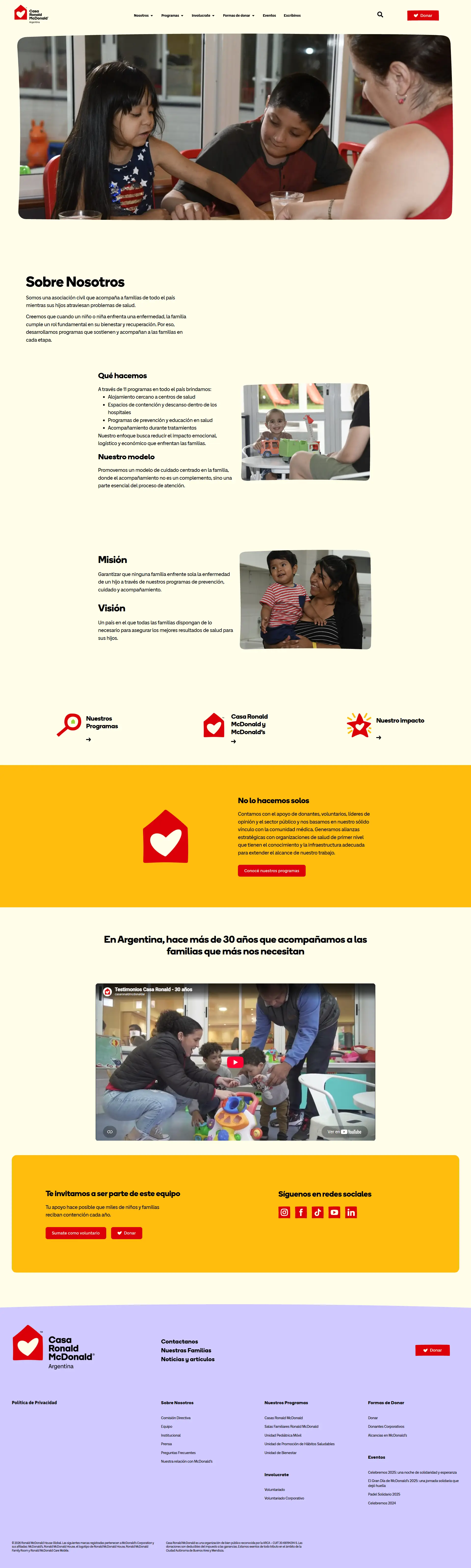 Casa Ronald McDonald Argentina — página Sobre nosotros